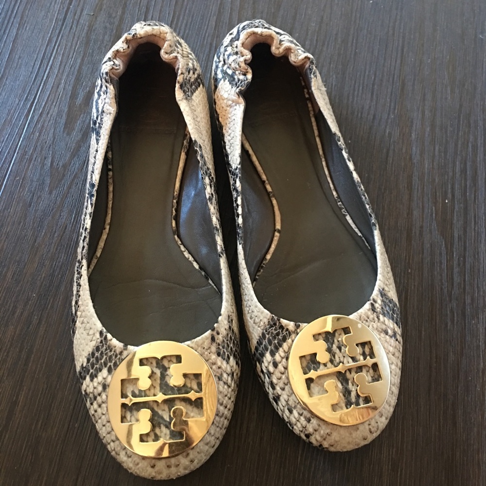 Tory Burch Limited Edition Snakeskin Reva Flats